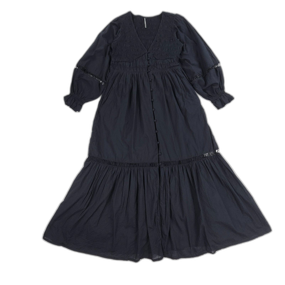 ANTHROPOLOGIE Peregrine Long-Sleeve Midi Dress Witchy Cottagecore Boho Milkmaid